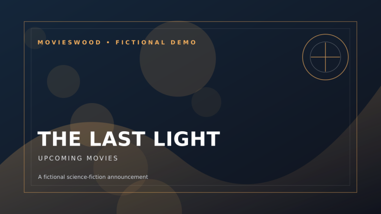 Original fictional movie-news demo illustration for SAMPLE: Silver Screen Studios Unveils “The Last Light”